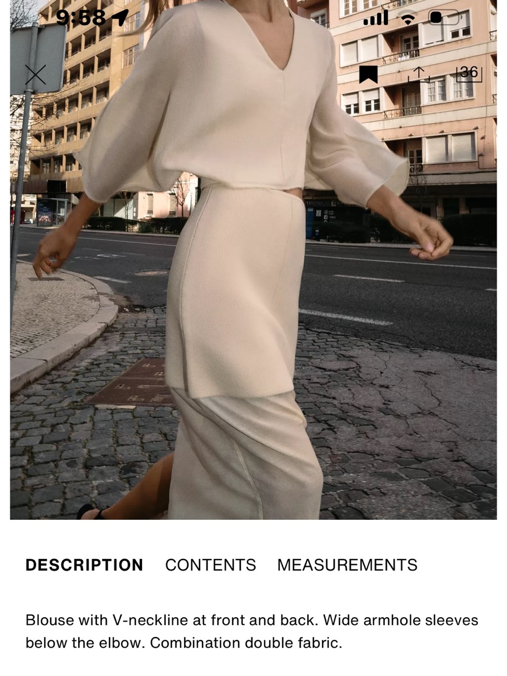 Zara NWT SET Cream V-Neck Balloon Sleeve Top & Skirt - Picture 12 of 16